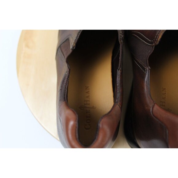 Cole Haan Slip On Shoe Men Size 11.5 Leather Brown Loafer Zeno Split Toe Comfort - Picture 12 of 13